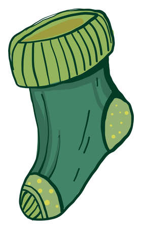 Green sock, illustration, vector on white backgroundのイラスト素材