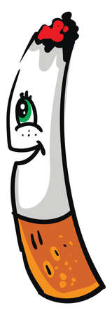 Happy cigarette, illustration, vector on white backgroundのイラスト素材