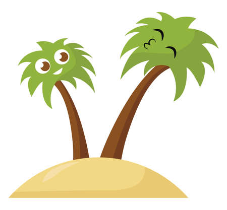 Palms in island, illustration, vector on white backgroundのイラスト素材