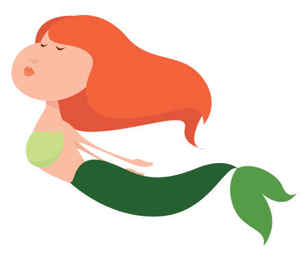 Little mermaid, illustration, vector on white backgroundのイラスト素材