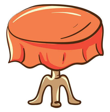 Orange round table, illustration, vector on white backgroundのイラスト素材