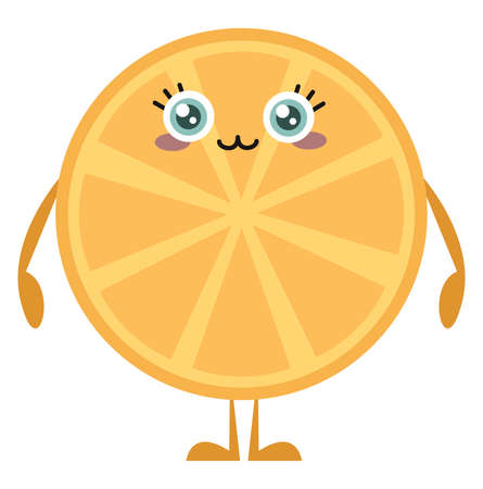 Orange slice, illustration, vector on white backgroundのイラスト素材