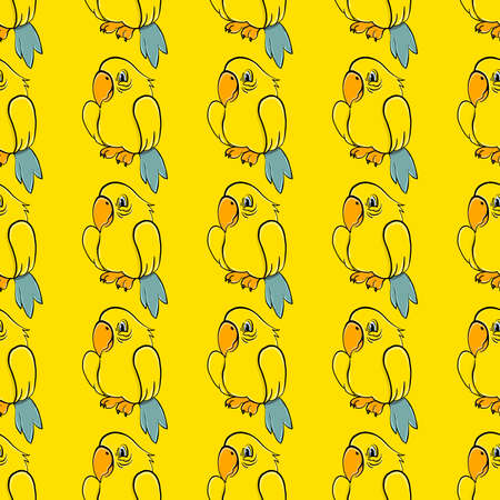 Yellow parrot pattern, illustration, vector on white backgroundの写真素材