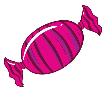 Pink wrapped candy, illustration, vector on white backgroundのイラスト素材