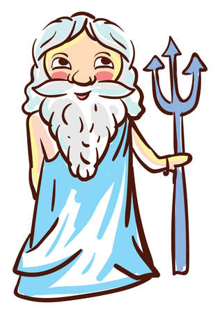 Poseidon God, illustration, vector on white backgroundのイラスト素材