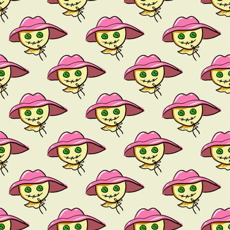 Scarecrow pattern, illustration, vector on white backgroundのイラスト素材