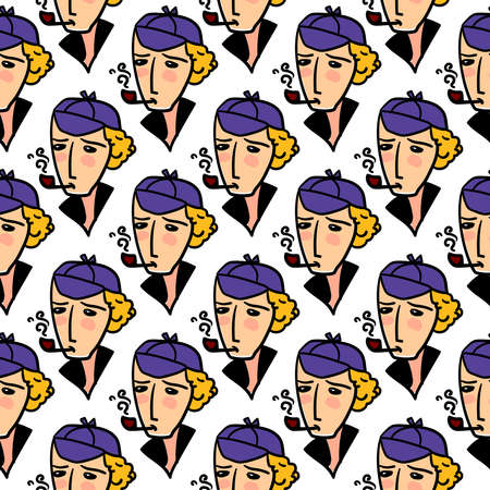 Detectives pattern, illustration, vector on white background