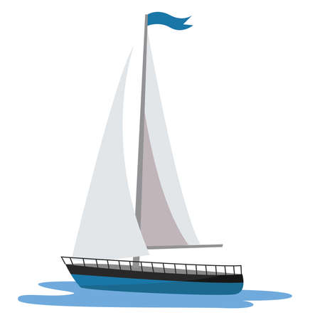 Small boat on water, illustration, vector on white backgroundのイラスト素材