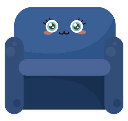 Blue armchair, illustration, vector on white backgroundのイラスト素材