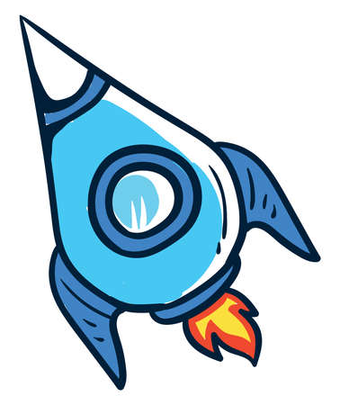 Blue rocket, illustration, vector on white backgroundのイラスト素材