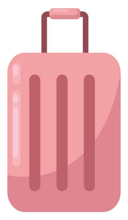 Pink suitcase, illustration, vector on white backgroundのイラスト素材
