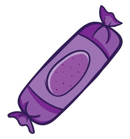 Purple wrapped candy, illustration, vector on white backgroundのイラスト素材
