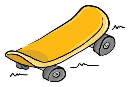 Yellow skateboard, illustration, vector on white backgroundのイラスト素材