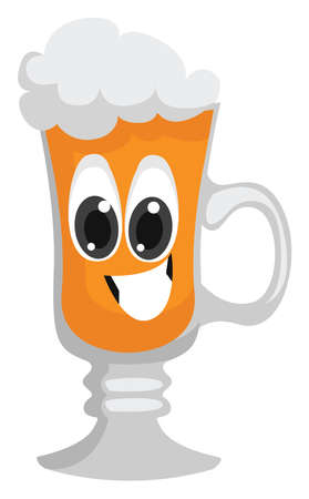 Happy beer , illustration, vector on white backgroundのイラスト素材