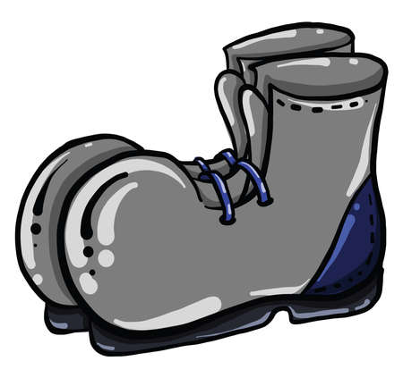 Grey boots , illustration, vector on white backgroundのイラスト素材