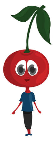 Cherry head , illustration, vector on white backgroundのイラスト素材