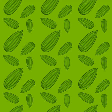 Cucumbers pattern , illustration, vector on white backgroundのイラスト素材