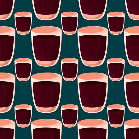 Cup of tea pattern , illustration, vector on white backgroundのイラスト素材