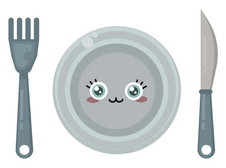 Cute dishes , illustration, vector on white backgroundのイラスト素材