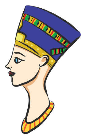 Egyptian queen Nefertiti , illustration, vector on white backgroundのイラスト素材