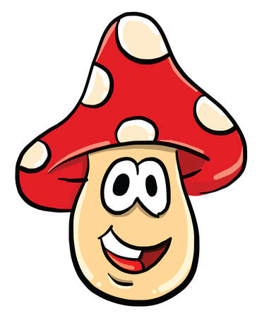 Happy mushroom , illustration, vector on white backgroundのイラスト素材