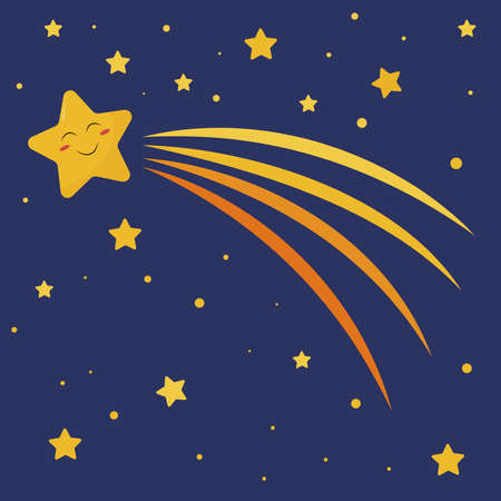 Flying shooting star , illustration, vector on white backgroundのイラスト素材