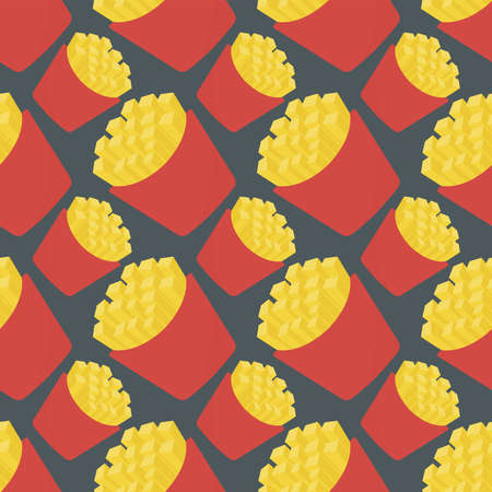 French fries pattern , illustration, vector on white background