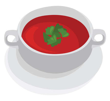 Tomato soup , illustration, vector on white backgroundのイラスト素材