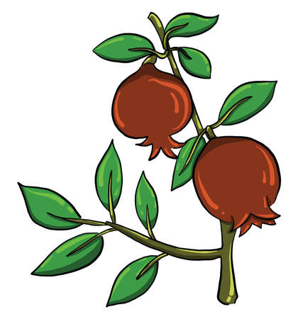 Garnet on tree , illustration, vector on white backgroundのイラスト素材