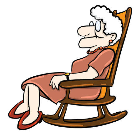 Grandma in chair , illustration, vector on white backgroundのイラスト素材