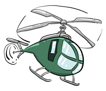 Green helicopter , illustration, vector on white backgroundのイラスト素材