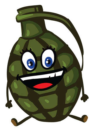 Happy grenade , illustration, vector on white backgroundのイラスト素材