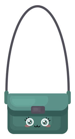 Happy green bag , illustration, vector on white backgroundのイラスト素材