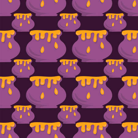 Honey jar pattern , illustration, vector on white backgroundのイラスト素材