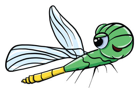 Green flying insect , illustration, vector on white backgroundのイラスト素材