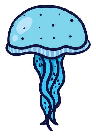 Blue jellyfish , illustration, vector on white backgroundのイラスト素材