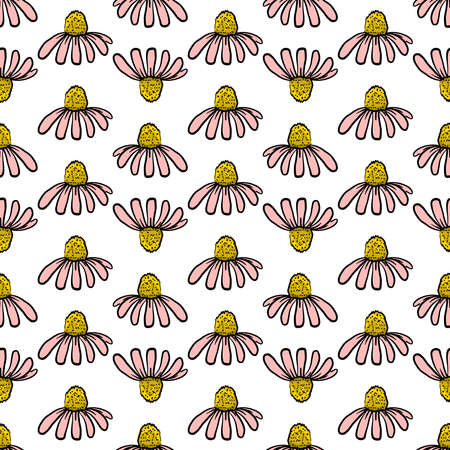 Daisies pattern , illustration, vector on white backgroundのイラスト素材