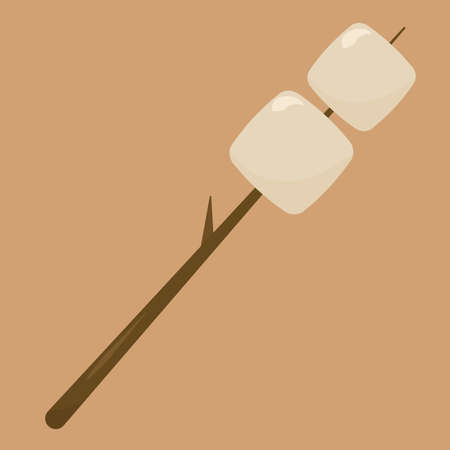 Marshmallow on stick , illustration, vector on white backgroundのイラスト素材