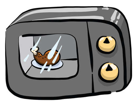 Food in microwave , illustration, vector on white backgroundのイラスト素材