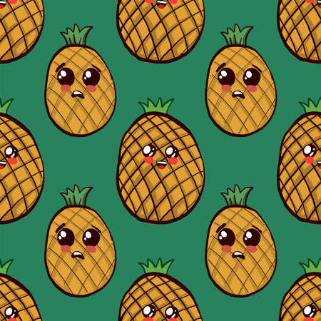 Pineapples pattern , illustration, vector on white backgroundのイラスト素材