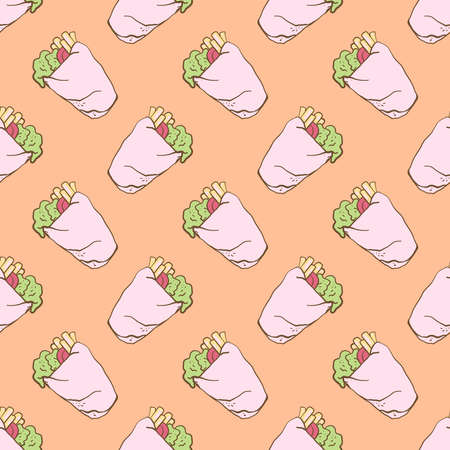 Taco pattern , illustration, vector on white backgroundのイラスト素材