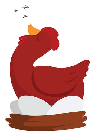 Sleeping chicken , illustration, vector on white backgroundのイラスト素材