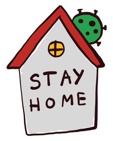 Stay home , illustration, vector on white backgroundのイラスト素材