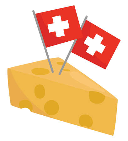 Swiss cheese , illustration, vector on white backgroundのイラスト素材
