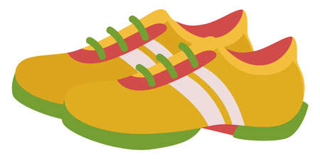 Yellow sneakers, illustration, vector on white backgroundのイラスト素材