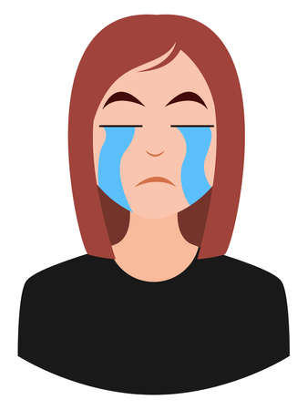 Crying girl emoji illustration, vector on white backgroundのイラスト素材