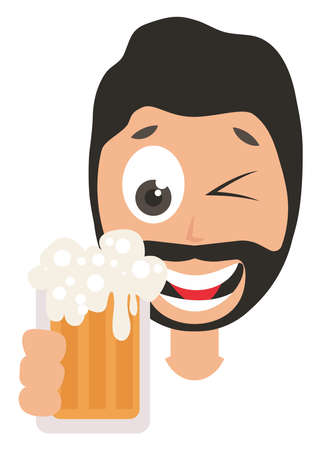 Man drinking beer, illustration, vector on white backgroundのイラスト素材