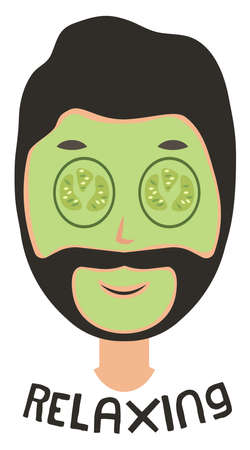 Man with mask on face, illustration, vector on white backgroundのイラスト素材