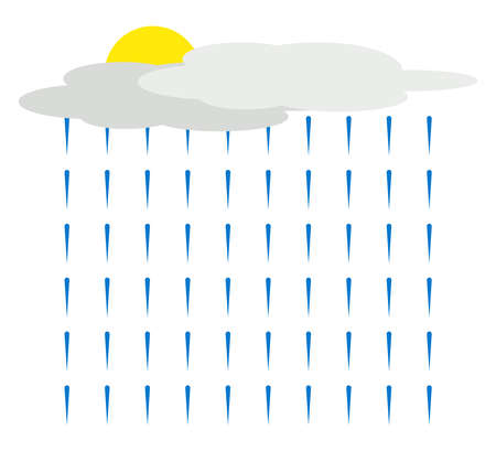 Rain from cloud, illustration, vector on white backgroundのイラスト素材