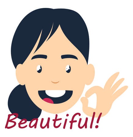 Beautiful girl, illustration, vector on white backgroundのイラスト素材